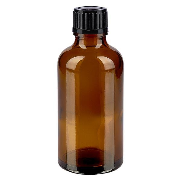 Apteekkipullo ruskea 50ml tippapullon korkki 1mm musta vakio Apteekkipullo ruskea 50ml tippapullon korkki 1mm musta vakio
