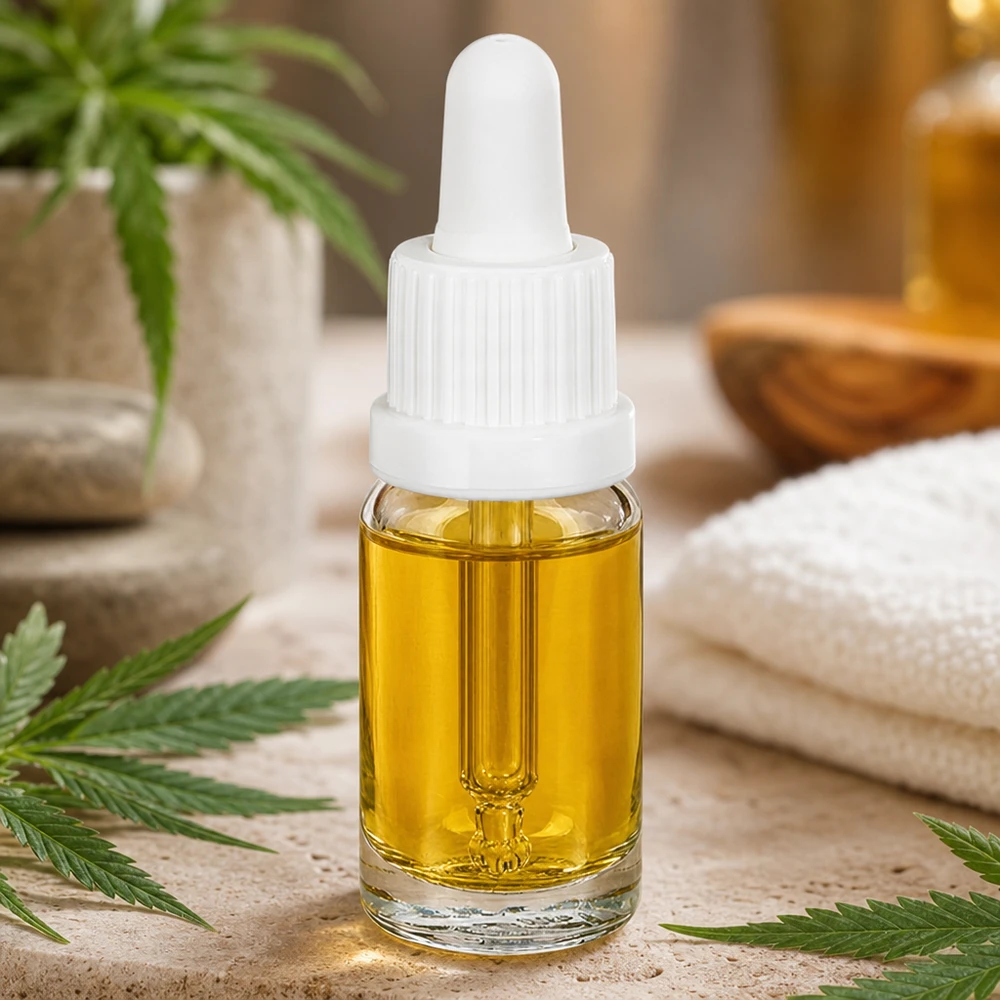 10ml pipettipullo valkoinen peukaloinnin estävä korkki ClearLine UT18/10 CBD-öljy 10 ml:n pipettipullossa, valkoinen OV ClearLine UT18/10, kultainen sisältö