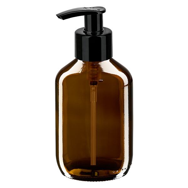 200ml lääkepullo ruskea, annostelupumpulla musta ApoGlas 200ml lääkepullo ruskea, annostelupumpulla musta ApoGlas