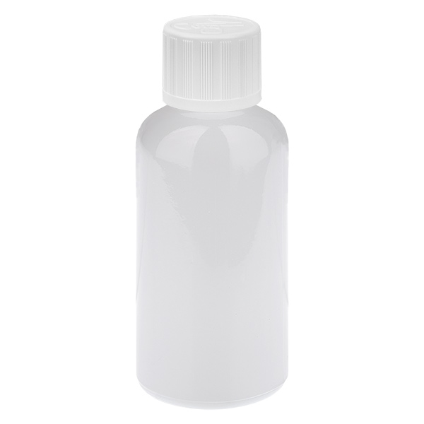 50 ml tiputuspullo 1,2 mm valkoinen vakiokorkki lapsiturvallinen WhiteLine UT18/50