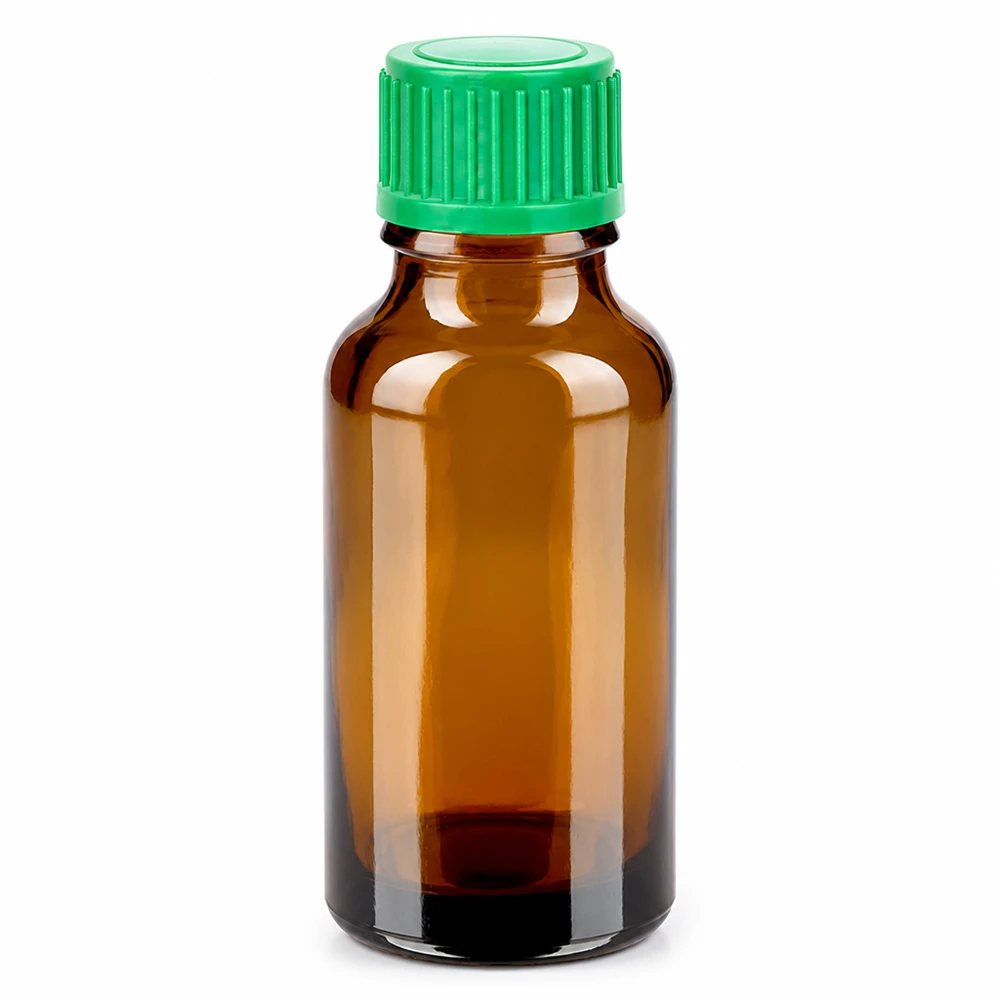 20ml tippapullo 0.8mm vihreä vakiokorkki BrownLine UT18/20 20ml tippapullo, joka on valmistettu meripihkalasista ja jossa on vihreä kierrekorkki tarkkaa annostelua varten.
