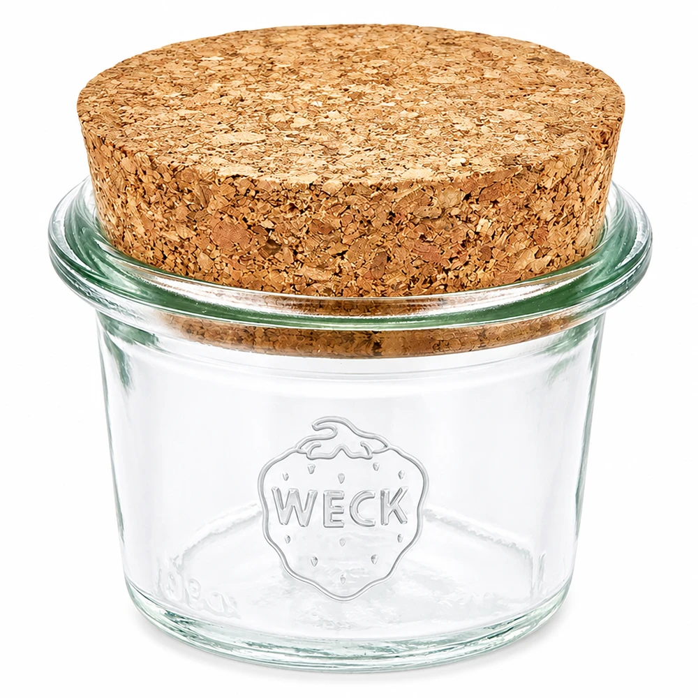 35ml WECK RR40 muuripurkki korkilla luonnonmukainen 35ml WECK RR40 muuripurkki, jossa on luonnollinen korkkitulppa, säilöntäpurkki pieni säilytys mausteet hillot