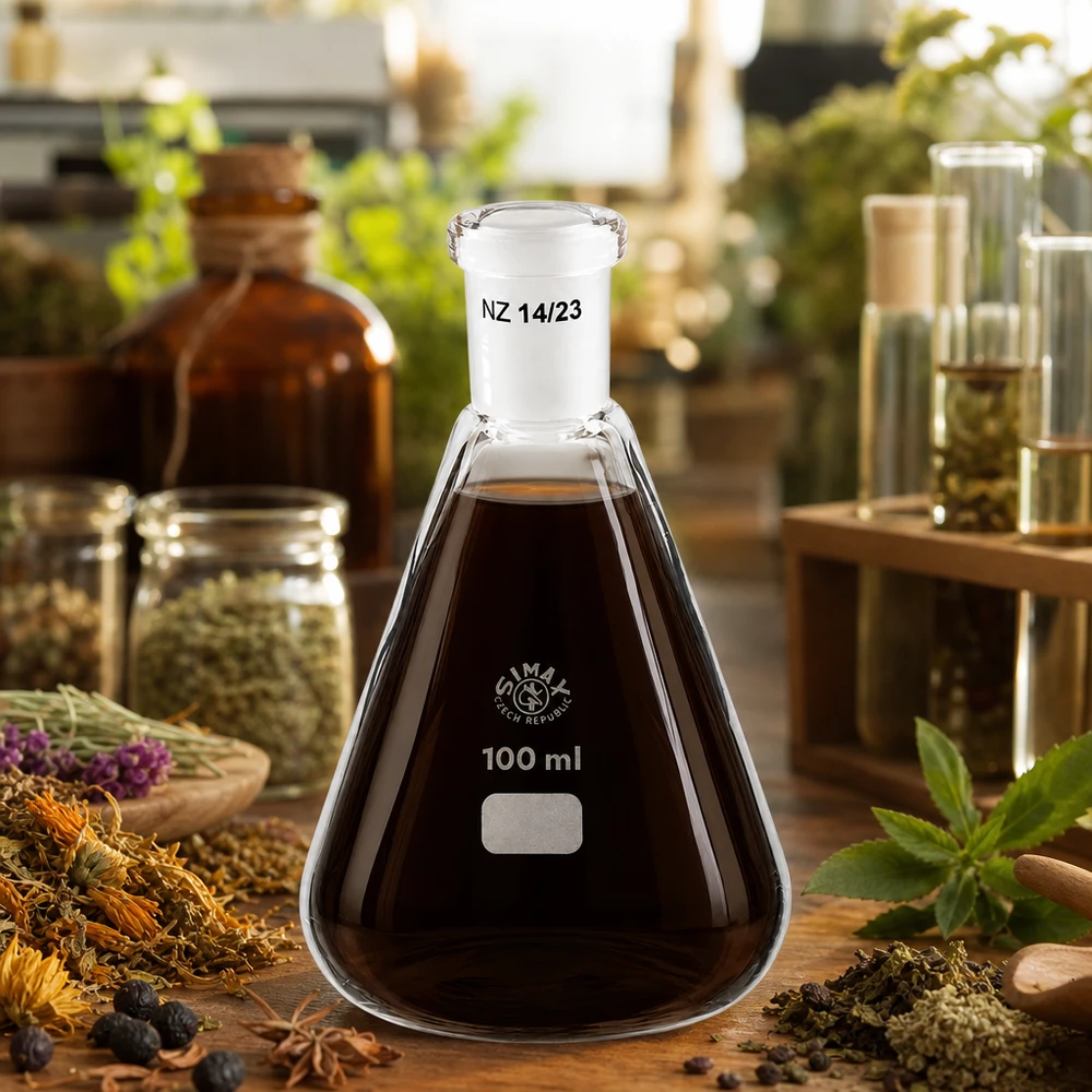 Erlenmeyer-pullo 100ml, jossa on vakiohionta (14/23).