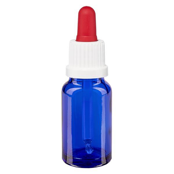 Apteekkipullo sininen 10ml pipettipullo valkoinen/punainen peukaloitava korkki Apteekkipullo sininen 10ml pipettipullo valkoinen/punainen peukaloitava korkki