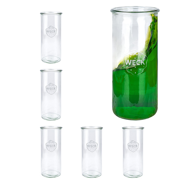 6 kpl:n Weck-purkkisarja 1500 ml:n pyöreitä juomapurkkeja. 6 kpl:n Weck-purkkisarja 1500 ml:n pyöreitä juomapurkkeja.