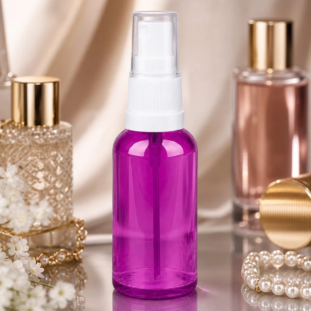 50ml ruiskupullo valkoinen/läpinäkyvä Standard PurpleLine UT18/50 Korkealaatuinen 50ml PurpleLine-suihkupullo tyylikkäässä violetissa värissä ammattikäyttöön.