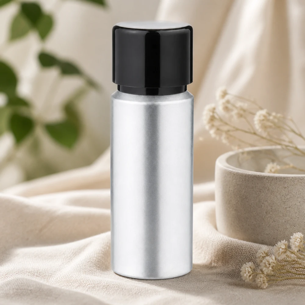 Kompakti 20ml alumiinipullo, jossa on kierrekorkki - täydellinen kosmetiikkaan ja aromaterapiaan.