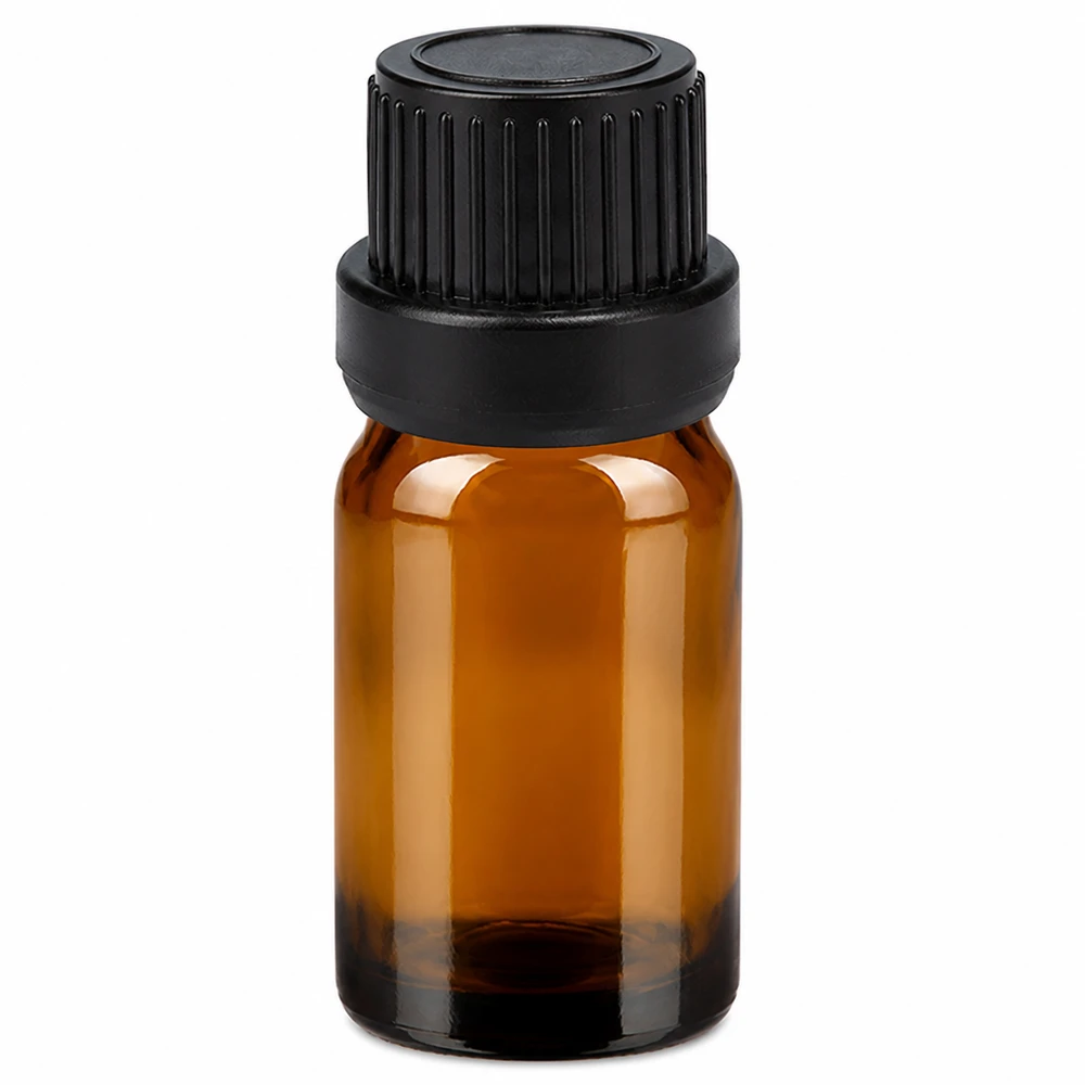 5ml tippapullo 2mm musta peukaloinnin estävä korkki BrownLine UT18/5 5ml tippapullo ruskea, musta korkki eteerisille öljyille ja esansseille.