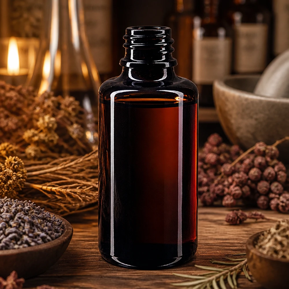 Kompakti 30ml Orion tippapullo Miron violetista lasista, ihanteellinen yrttiuutteille ja esansseille.