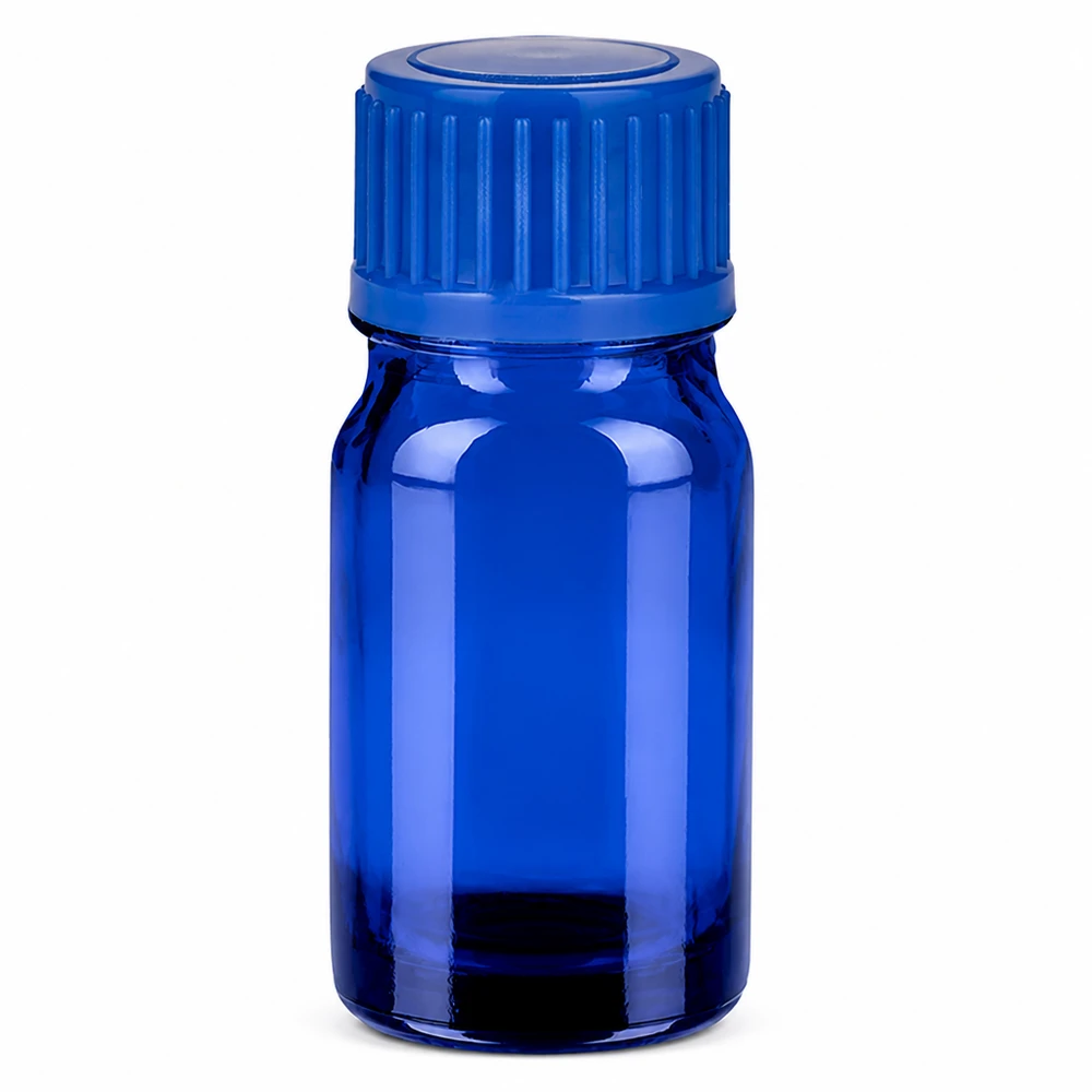 5ml sininen lasipullo 11mm kierrekorkilla aromaterapialle ja eteerisille öljyille.