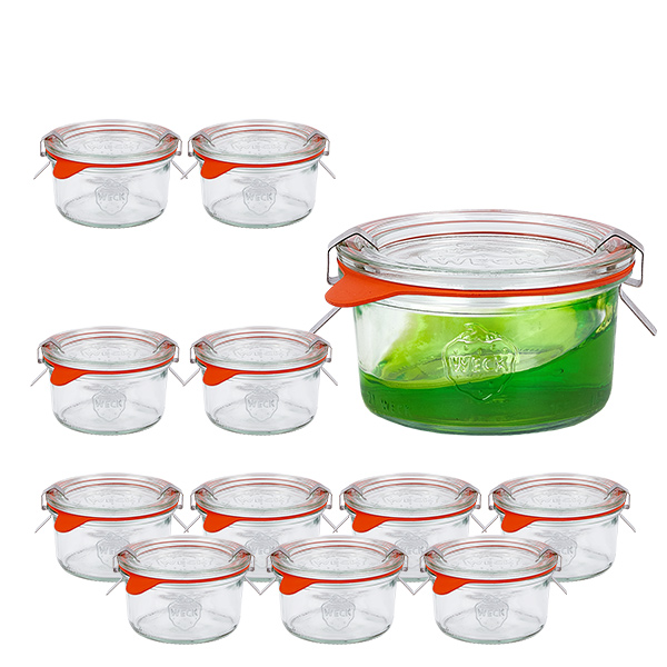 12 Weck-purkin 165 ml:n tulppaanipurkkisarja, jossa on 12 lasikantta, 12 kpl. 12 Weck-purkin 165 ml:n tulppaanipurkkisarja, jossa on 12 lasikantta, 12 kpl.