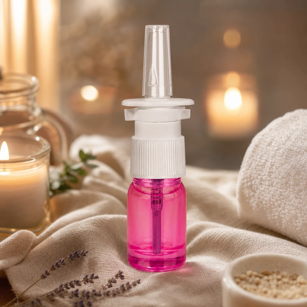 5ml nenäsumutinpullo valkoinen/läpinäkyvä vakio PurpleLine UT18/5 -suihkupullo PurpleLine UT18/5 Käytännöllinen 5 ml:n suihkepullo UT18/5-kierteellä lääketieteellisiin ja kosmeettisiin nenäsuihkeisiin.
