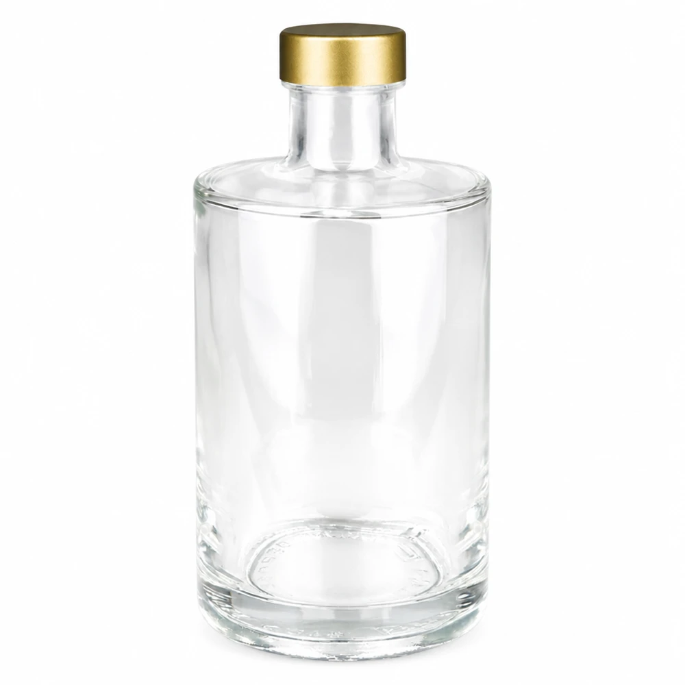 375ml Glasflasche "Sam" + Schraubverschluss gold UNiTWIST 375ml lasipullo Sam kullanvärisellä UNiTWIST kierrekorkilla läpinäkyvä tyhjä Tuotekuvaus