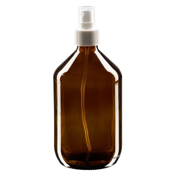 500ml lääkepullo ruskea, pumppusumutin valkoinen ApoGlas 500ml lääkepullo ruskea, pumppusumutin valkoinen ApoGlas
