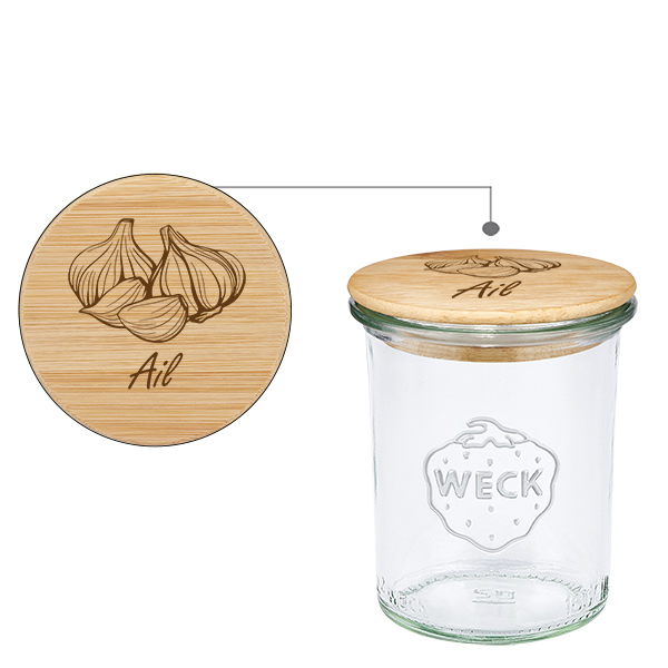 Puupäällyste "Ail" avec WECK verre plongeant 160ml Puupäällyste "Ail" avec WECK verre plongeant 160ml