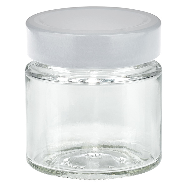 135ml pyöreä lasipurkki + BasicSeal kansi valkoinen syvä UNiTWIST