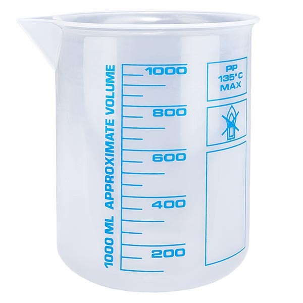 1000ml mitta-astia-astia (Griffin-astia-astia) PP, antistaattinen, erittäin läpinäkyvä DIN 12.311 mukaan, astevapaa helmareunus, painettu sininen asteikko. 1000ml mitta-astia-astia (Griffin-astia-astia) PP, antistaattinen, erittäin läpinäkyvä DIN 12.311 mukaan, astevapaa helmareunus, painettu sininen asteikko.