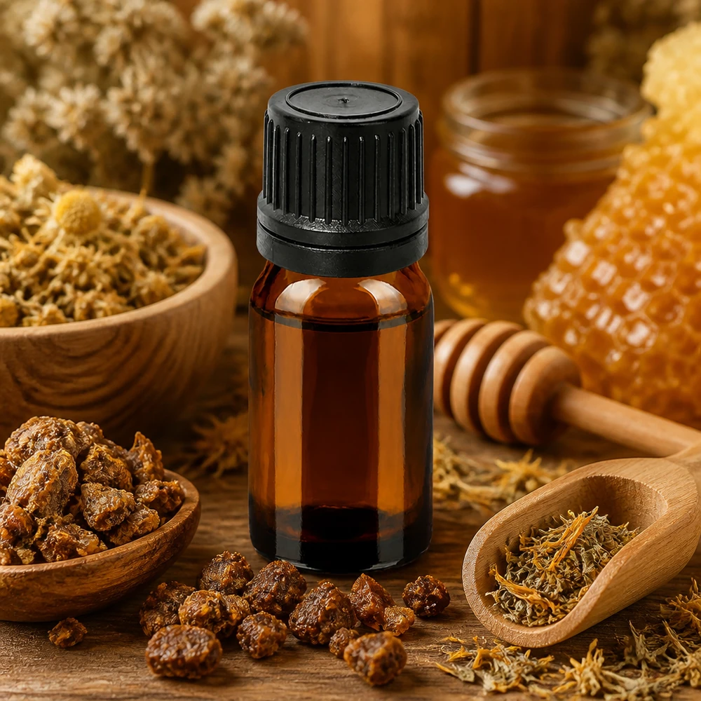 5ml tippapullo 1mm musta väärentämisen estävä korkki BrownLine UT18/5 Musta tiputuskorkki UT18/5 5ml meripihkanvärisessä lasipullossa luonnollisille uutteille ja tinktuureille.
