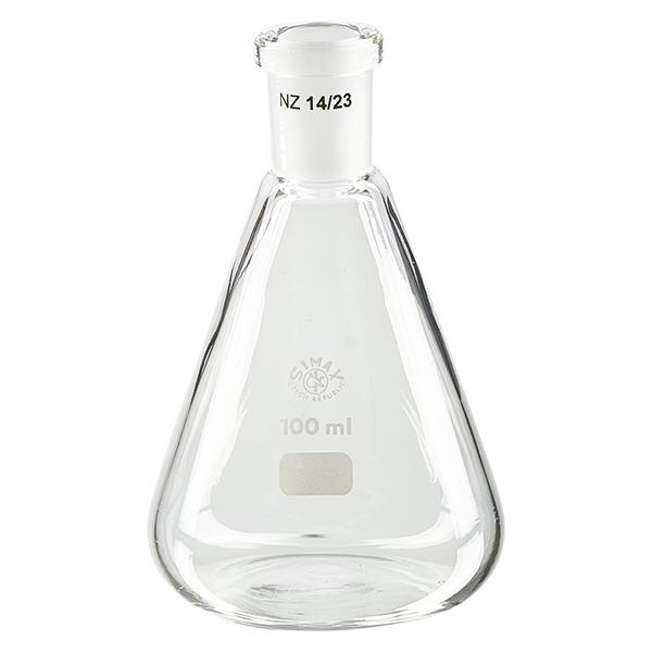 Erlenmeyer-pullo 100ml, jossa on vakiohionta (14/23).