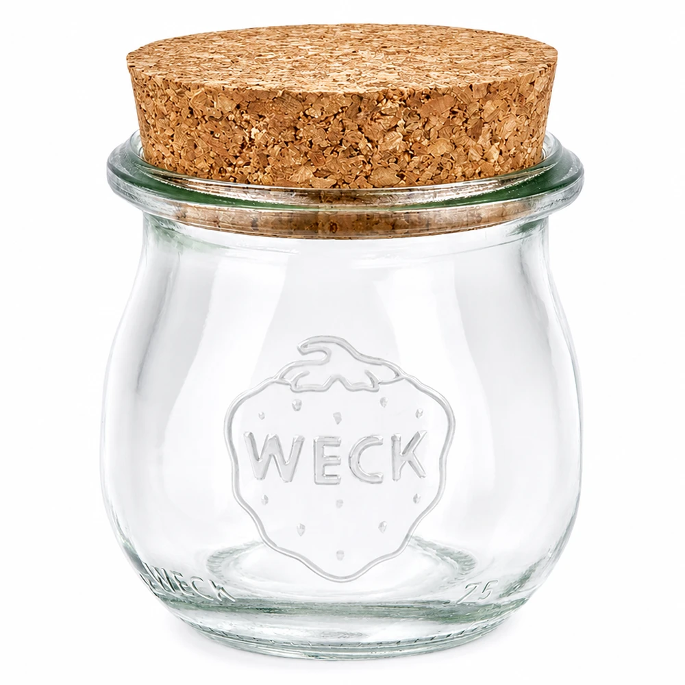 75ml tulppaanipurkki WECK RR40 korkilla luonnonmukainen WECK tulppaanipurkki 75ml RR40 luonnonkorkilla suljettava säilöntäpurkki läpinäkyvä säilytyspurkki
