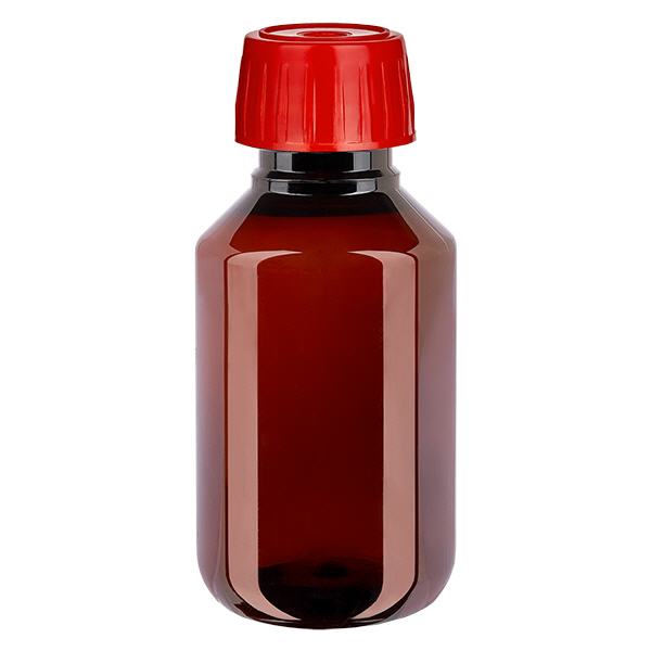 PET-pullo 100ml, jossa on kaasunpoistokorkki punainen PET-pullo 100ml, jossa on kaasunpoistokorkki punainen