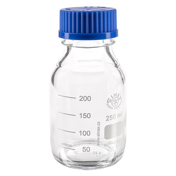 Laboratorion kierrepullo 250ml korkilla, borosilikaattia, borosilikaattilasi Laboratorion kierrepullo 250ml korkilla, borosilikaattia, borosilikaattilasi
