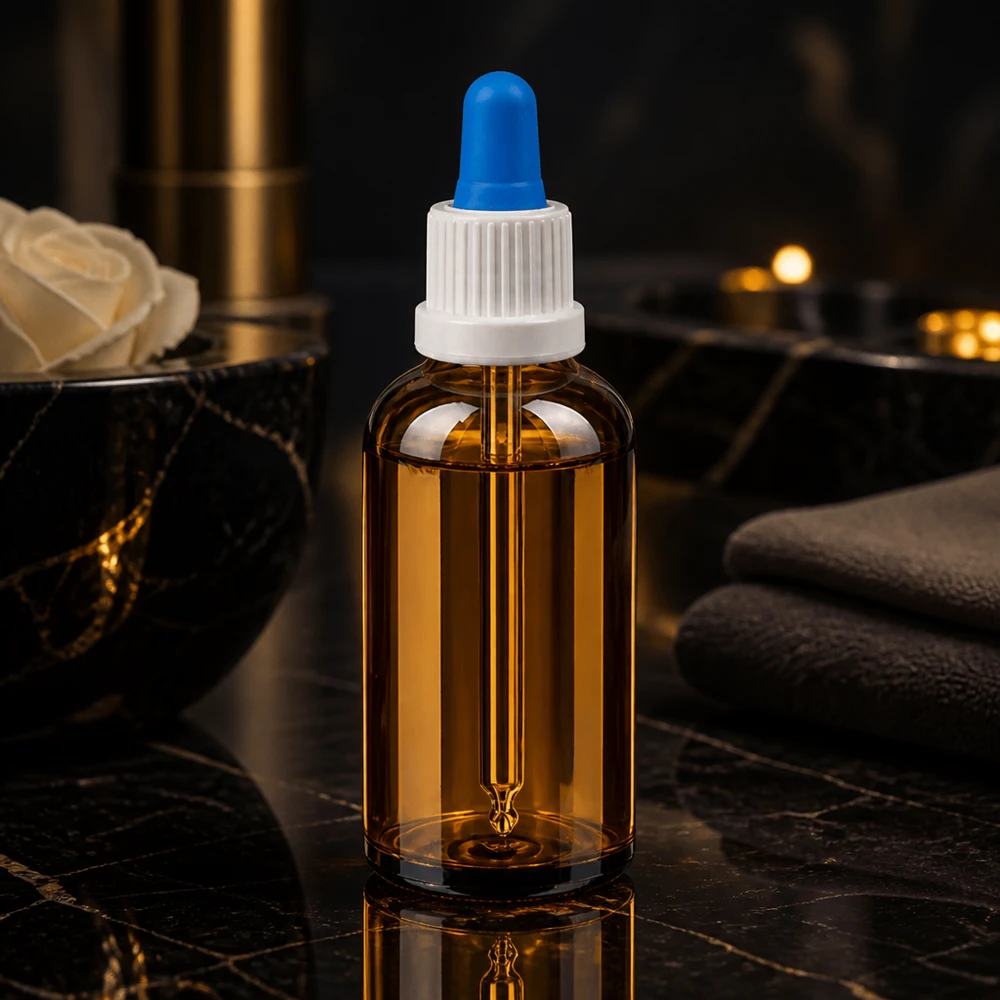 Pienikokoinen 50ml pipettipullo BrownLine tarkkaan pisara-annosteluun laboratorioissa ja kosmetiikassa