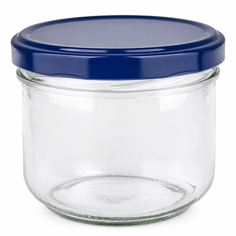 260ml juomalasit + BasicSeal-kansi sininen UNiTWIST 260ml muuripurkki sinisellä BasicSeal-kannella UNiTWIST - tyhjä muuripurkki kirkkaasta lasista, jossa on kierrettävä kansi.