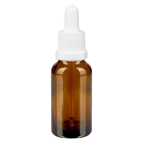 Apteekkipullo ruskea 20ml pipetti valkoinen tamper-evident sulkeminen