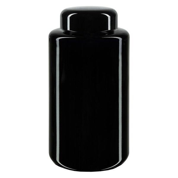 Leveäsuinen violetti lasipurkki 300ml, jossa on musta kansi.