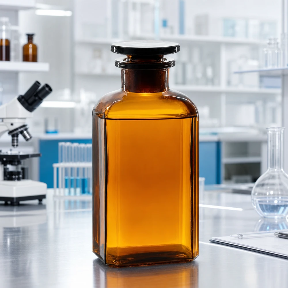 Nelikulmainen pullo 250ml ruskea leveäkaulainen lasitulppa Ruskea laboratoriopullo, 250 ml, nelikulmainen, lasitulpalla, valolta suojattu säilytys