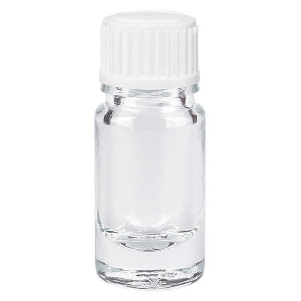 Apteekkipullo kirkas 5ml ruuvikorkki valkoinen/musta Globuli Standard. Apteekkipullo kirkas 5ml ruuvikorkki valkoinen/musta Globuli Standard.