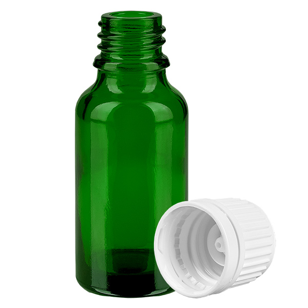 20ml pullo 11mm ruuvikorkki valkoinen peukalointiturvallinen korkki GreenLine UT18/20 20ml pullo 11mm ruuvikorkki valkoinen peukalointiturvallinen korkki GreenLine UT18/20