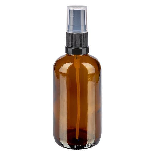 Apteekkipullo ruskea 100ml ruiskukorkki musta Apteekkipullo ruskea 100ml ruiskukorkki musta