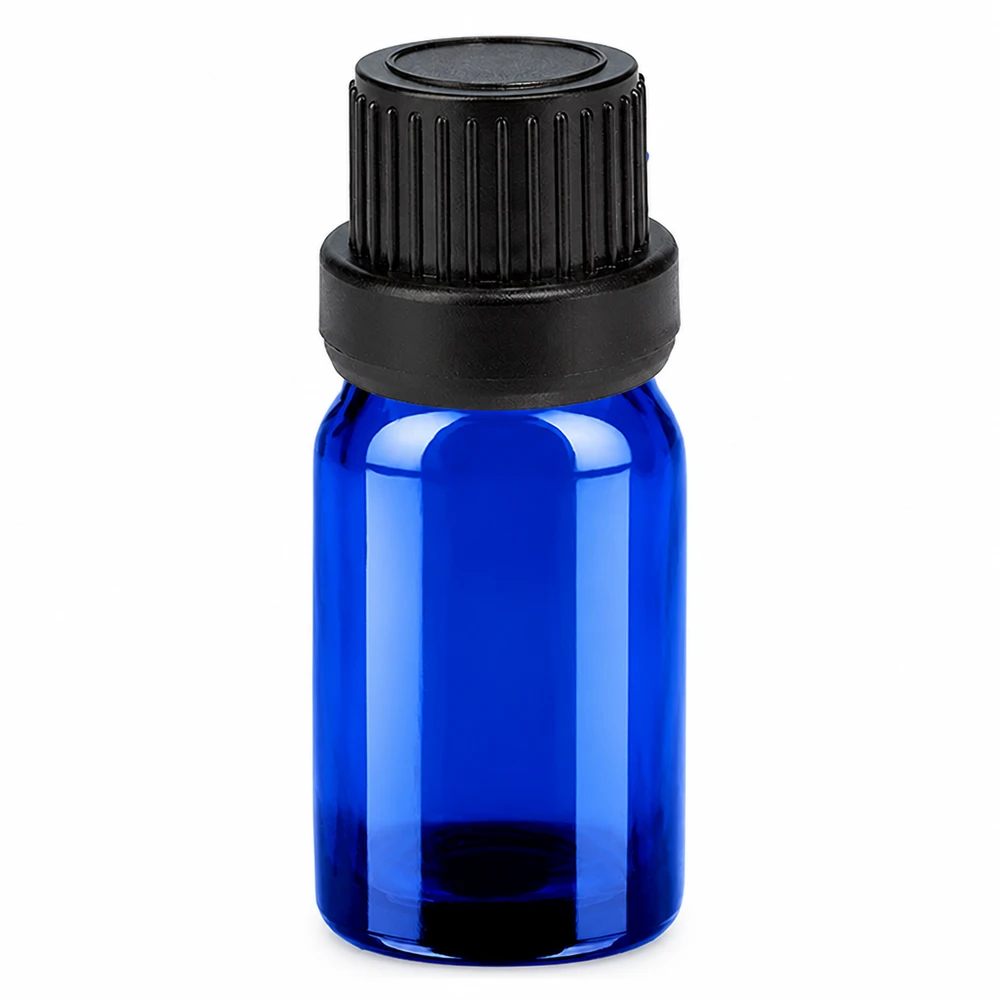 5ml tippapullo sininen mustalla korkilla OV BlueLine UT18 eteerisille öljyille.