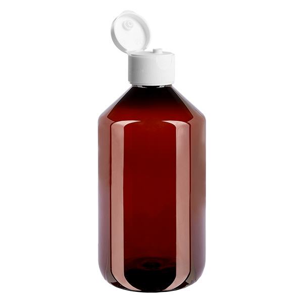 PET-pullo 500ml, jossa on valkoinen flip-top-korkki. PET-pullo 500ml, jossa on valkoinen flip-top-korkki.