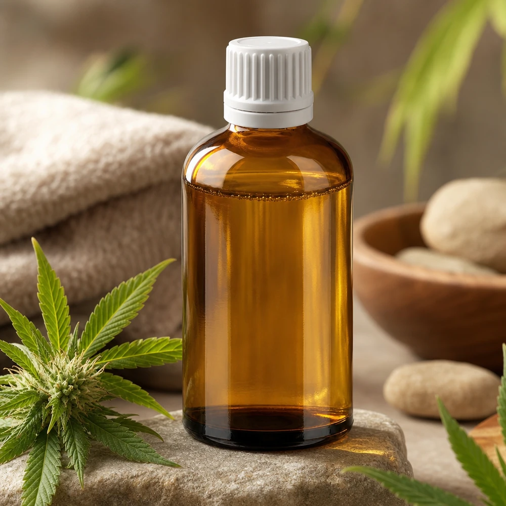 Pieni 100ml meripihkanvärinen lasipullo, jossa on tippakorkki, ihanteellinen matkustamiseen ja matkalle.