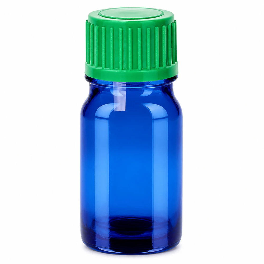 5ml tippapullo 0.8mm vihreä vakiokorkki BlueLine UT18/5 5ml tippapullo sininen ja vihreä korkki nesteiden tarkkaan annosteluun