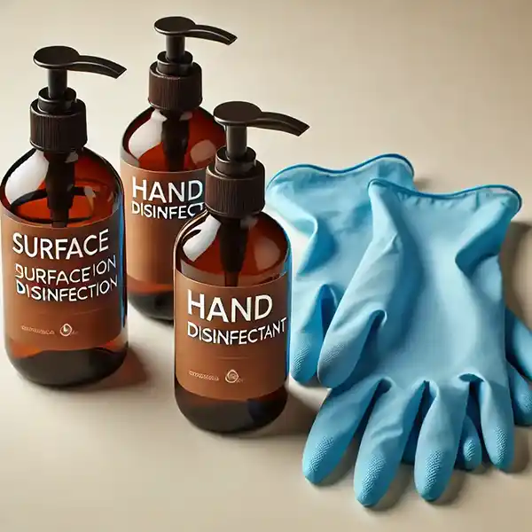 Schutzhandschuhe und Desinfektion