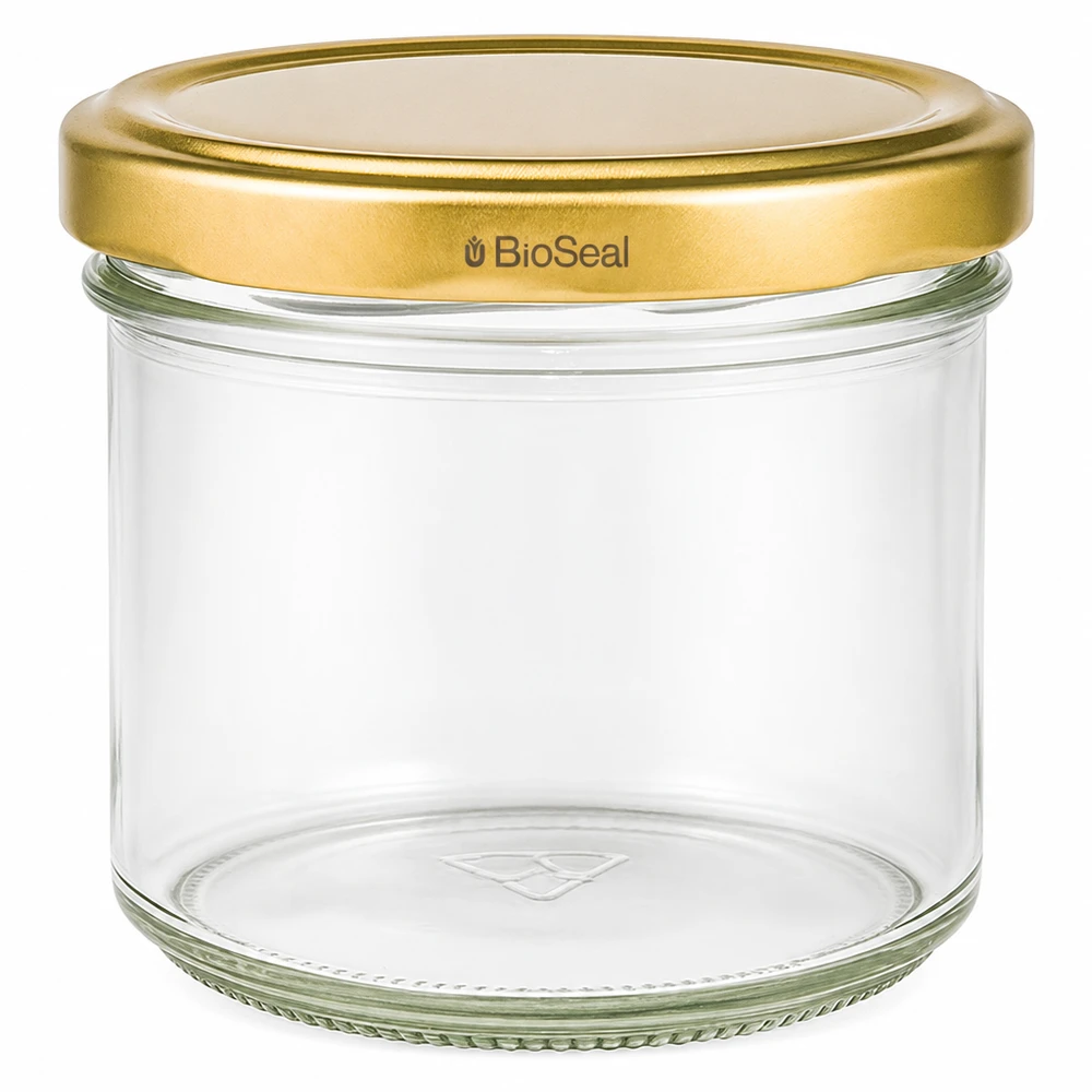 UNiTWIST tumblers 125ml kultaisella TO66 BioSeal-kannella - säilöntäpurkki hilloille ja säilykkeille.