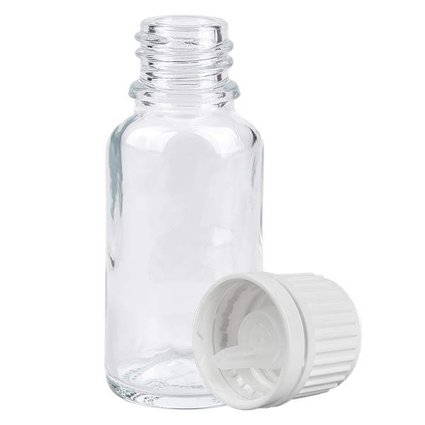 20ml tippapullo 0.7mm valkoinen väärentämisen estävä korkki ClearLine UT18/20