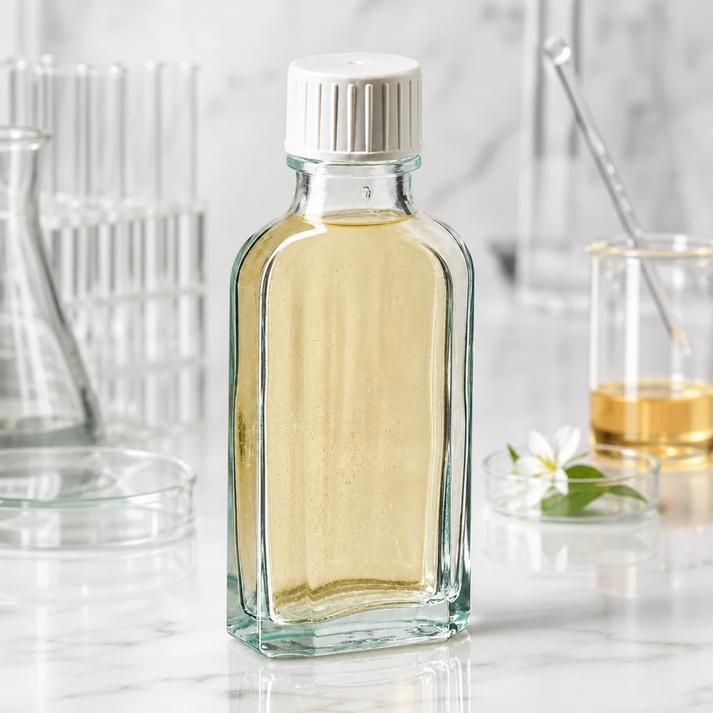 50 ml Meplat-kirkas kierrekorkki, jossa on kaaderengas. 50 ml:n suorakulmainen kirkaslasipullo, jossa on kaatorenkaan eteerisille öljyille ja laboratorionäytteille