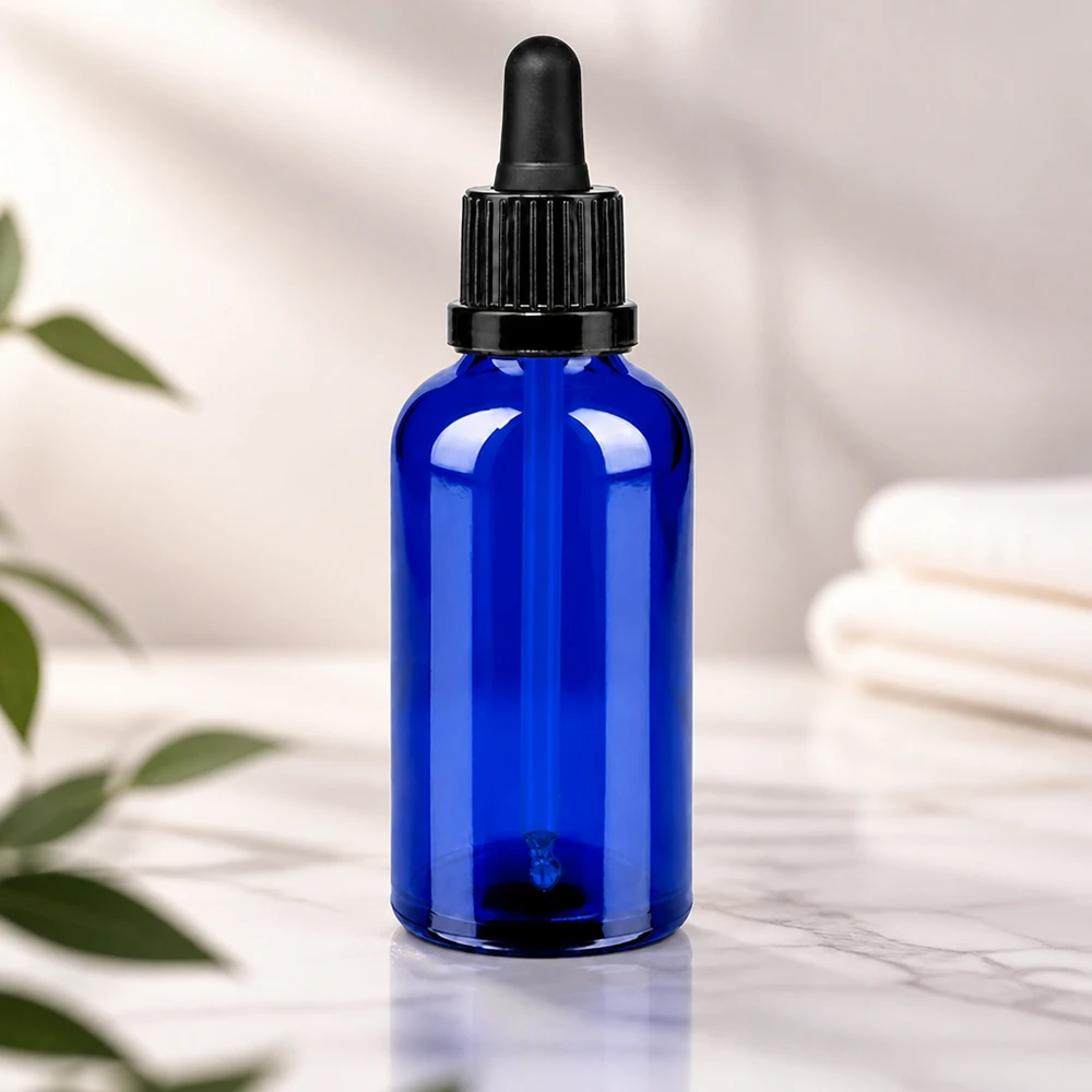 50ml pipettipullo musta väärentämisen estävä suljin BlueLine UT18/50 BlueLine UT18/50 Tarkka 50ml annostelu mustalla pipetillä - BlueLine-lasipullo ammattikäyttöön.