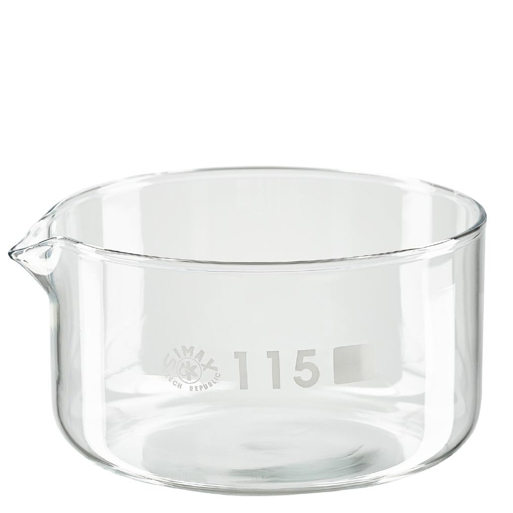 500ml kiteytysastia, jossa on nokka, borosilikaatti ø115mm.