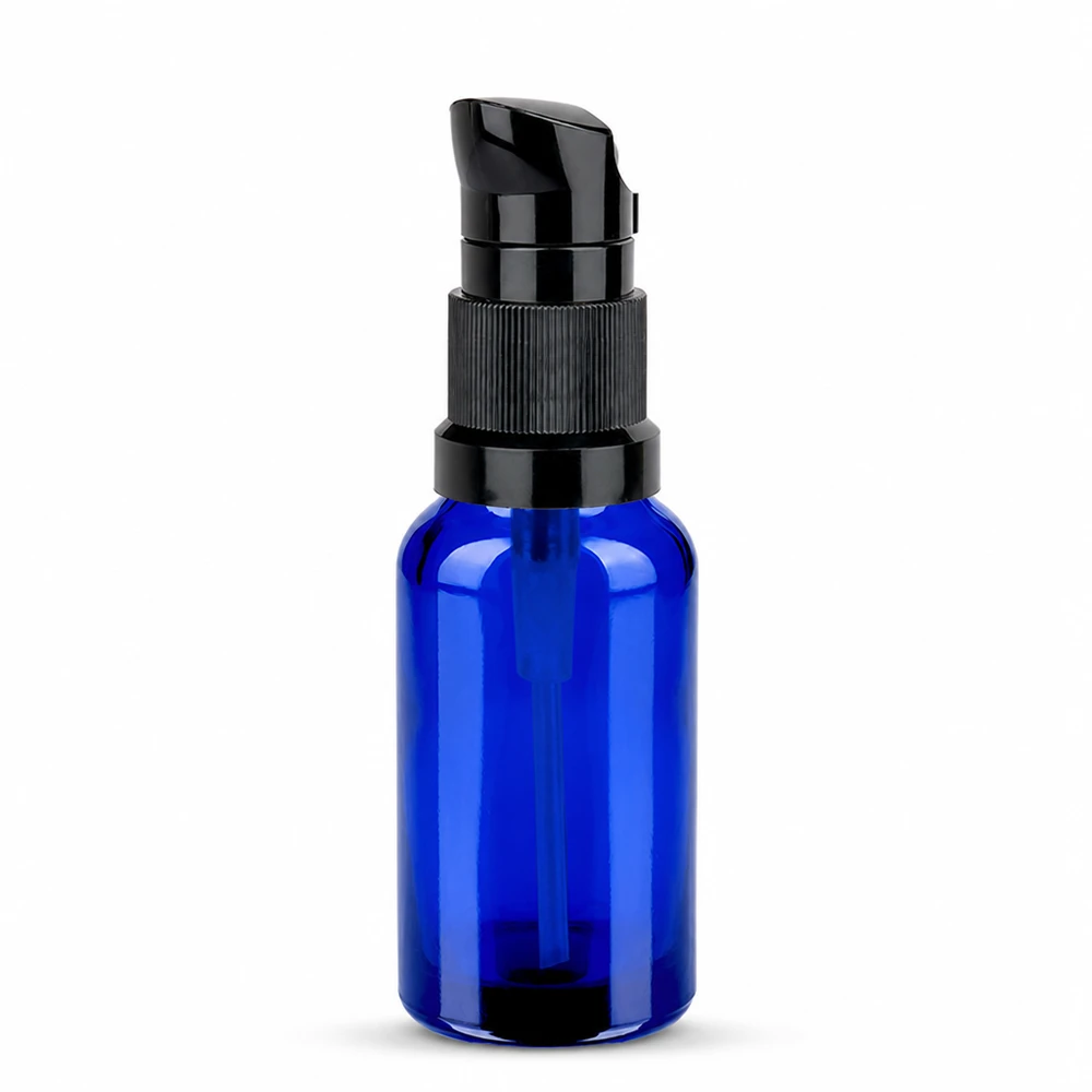 20ml pumppupullo musta STD BlueLine UT18/20 - kompakti koko matkustamiseen.