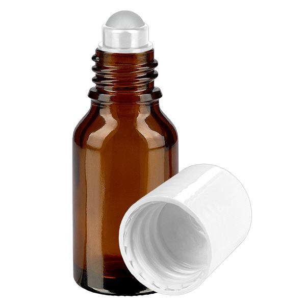 Apteekkipullo ruskea 15ml roll-on korkki valkoinen Apteekkipullo ruskea 15ml roll-on korkki valkoinen