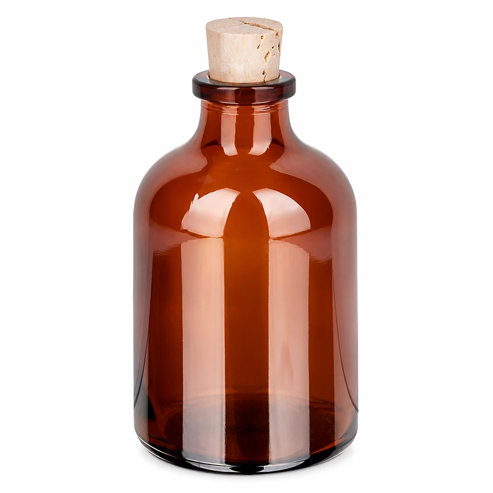 Kompakte Braunglasflasche mit Korkverschluss 50ml für Parfüm und Kosmetikprodukte