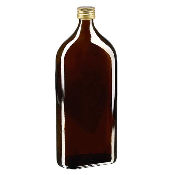 1000 ml Meplat ruskea, alumiinikorkki kultainen PP28