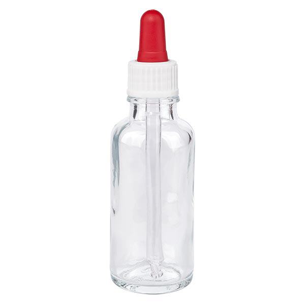Apteekkipullo kirkas 30ml pipettipullo valkoinen/punainen vakio Apteekkipullo kirkas 30ml pipettipullo valkoinen/punainen vakio