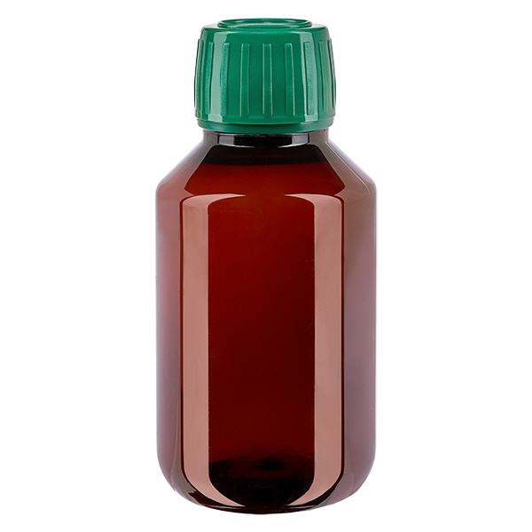 PET-pullo 100ml, jossa on vihreä korkki, jossa on väärentämisen estävä korkki. PET-pullo 100ml, jossa on vihreä korkki, jossa on väärentämisen estävä korkki.